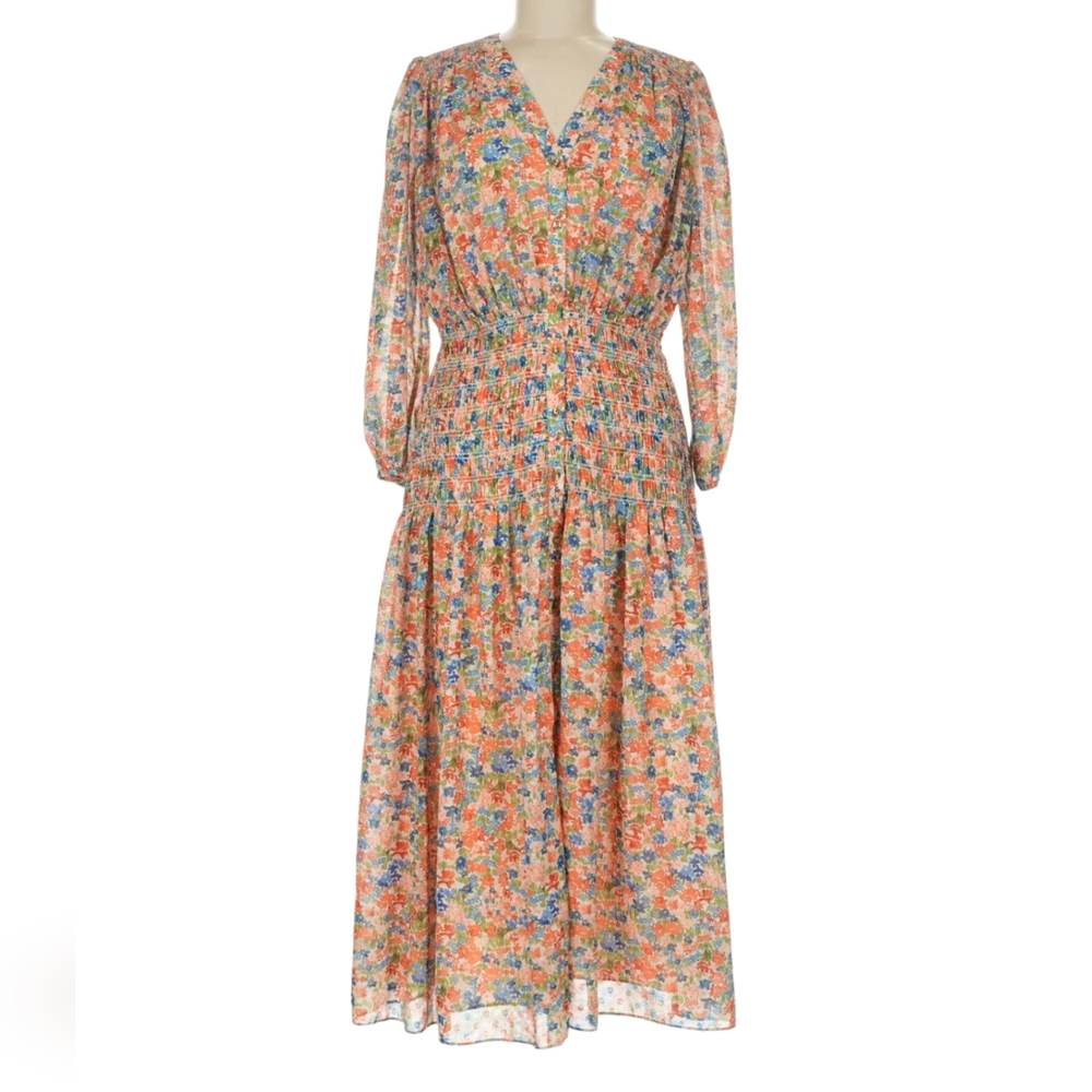 EUC Shoshanna Aurora Midi Dress Multi Floral‎ size 6